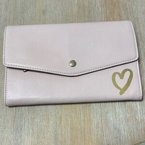Aldo Pale Pink Wallet with Gold Heart Accent